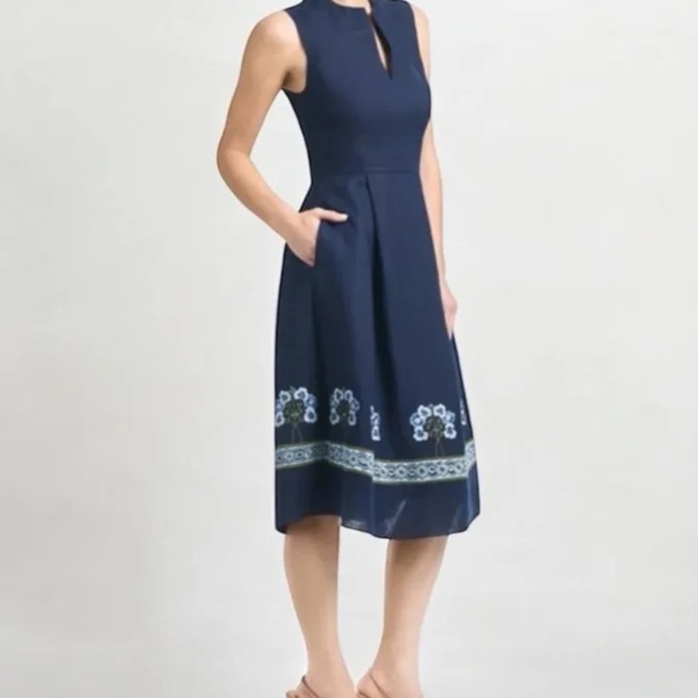 Sachin & Babi Navy linen Embroidered Dress